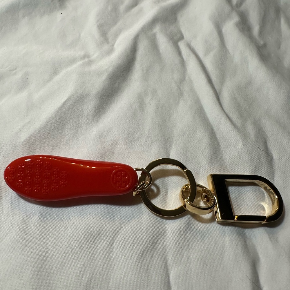 Tory Burch Red and Gold Key & Card Holder